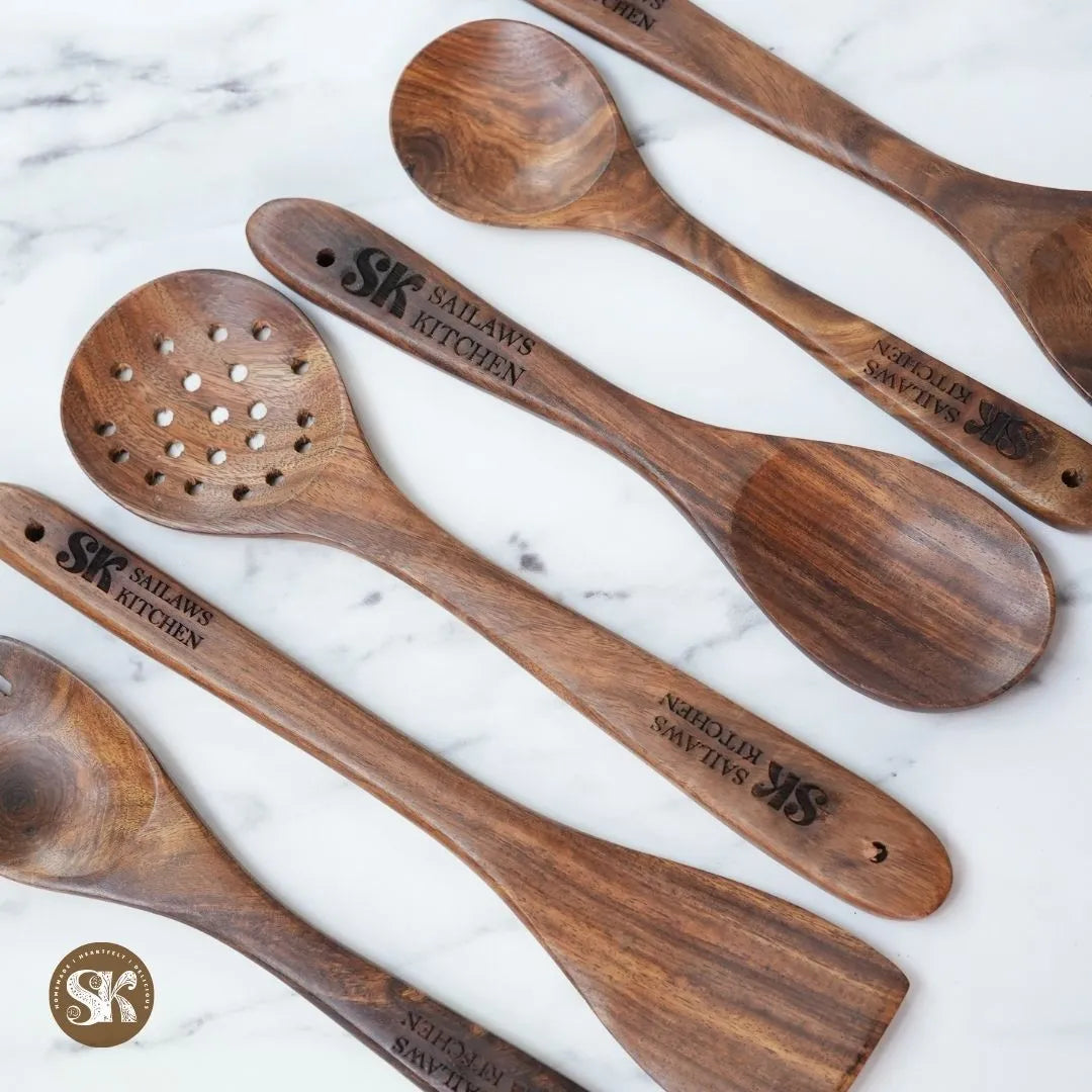 Spatula/Spoon Set | Sheesham Wood | Set of 6 | Toxin-Free