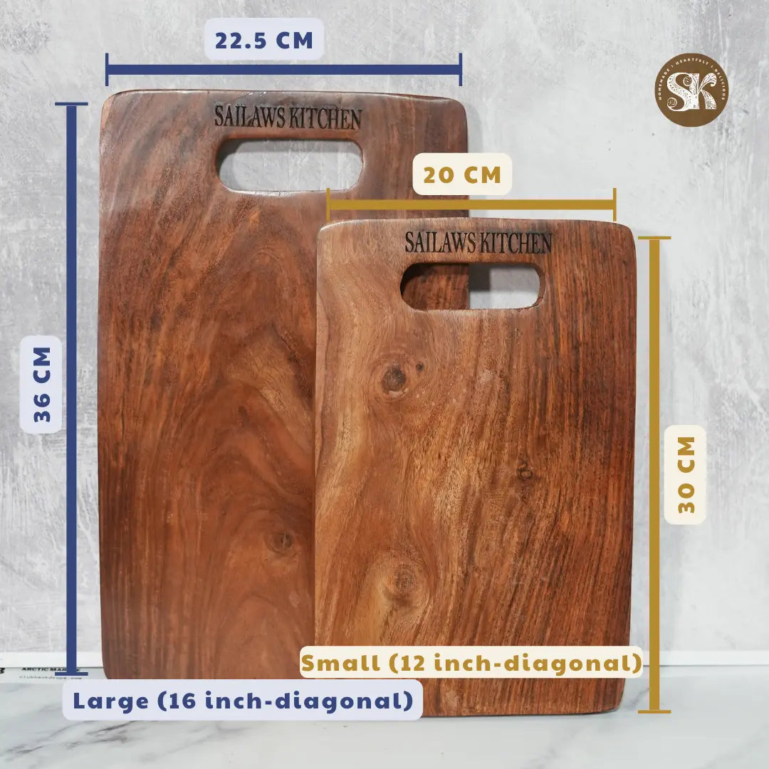 Chopping Board Combo | Sheesham Wood Cutting Boards | 12 & 16 Inch | Toxin-Free Polishing