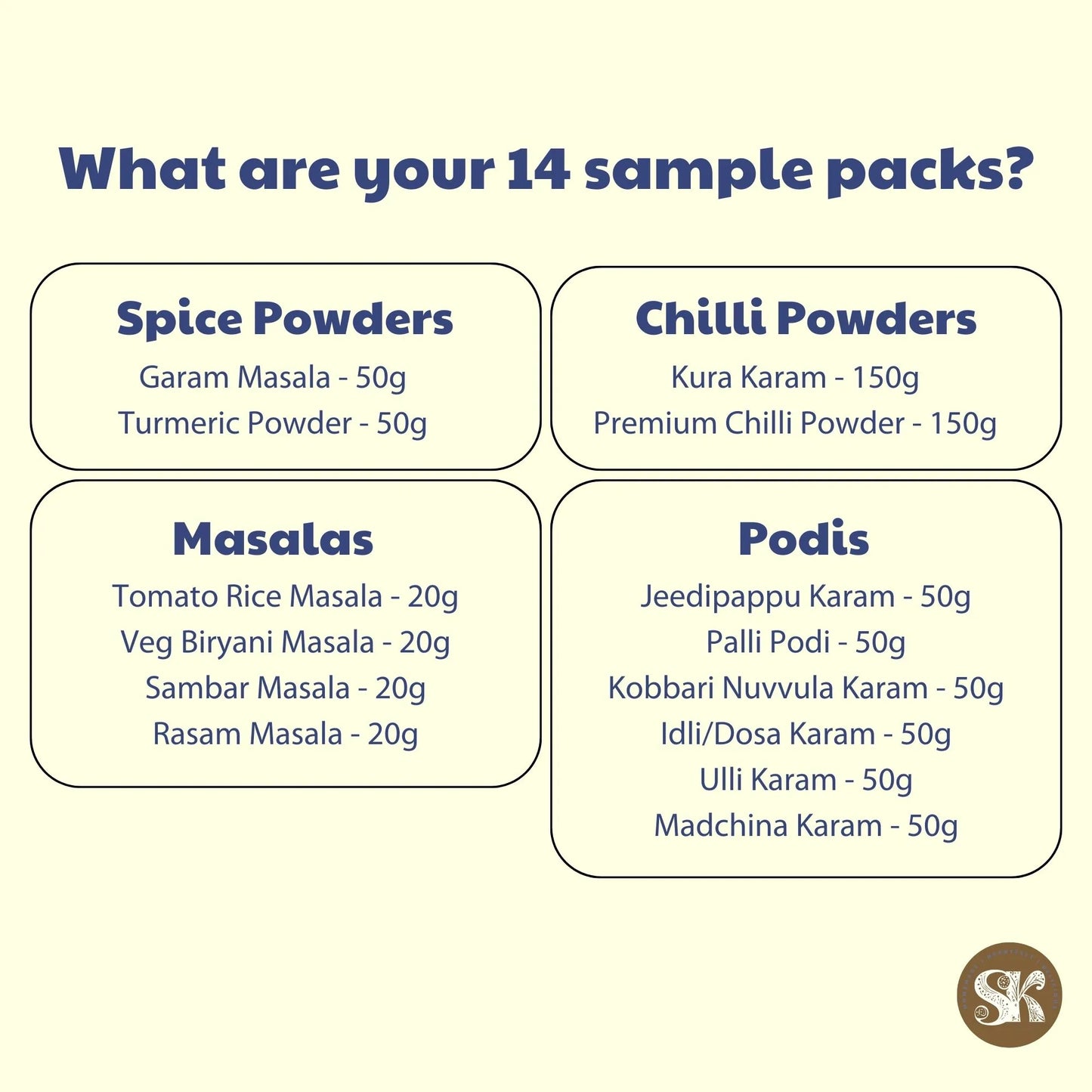 Veg-Friendly Trial Pack (14 Spices & Masalas, Easy-to-Use Sizes)