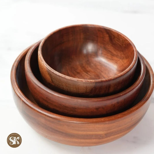 Mixed Wooden Bowls Set | Sheesham Wood | 4, 5, 6 Inch | Toxin-Free